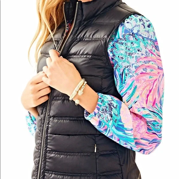 LILLY PULITZER DownPuffer Vest in Black Size M - Picture 3 of 13
